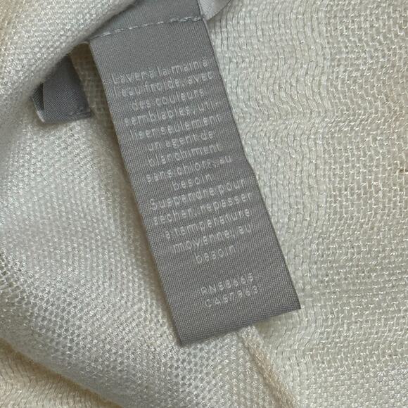 Beautiful Nordstrom Long Linen Blend Ivory Scarf Wrap Fringe 28x80" Boho EUC - Picture 8 of 8